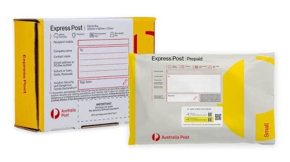 Australia Post Express Post satchels and box